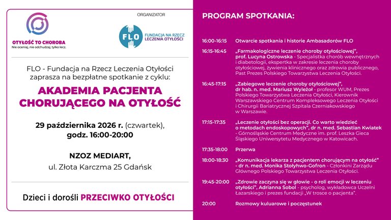 Akademia Pacjenta Chorującego na Otyłość już 29 października w Gdańsku!