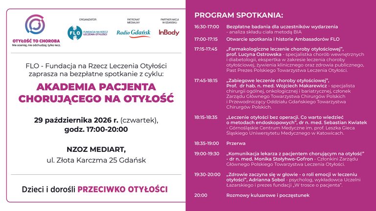 Akademia Pacjenta Chorującego na Otyłość już 29 października w Gdańsku!